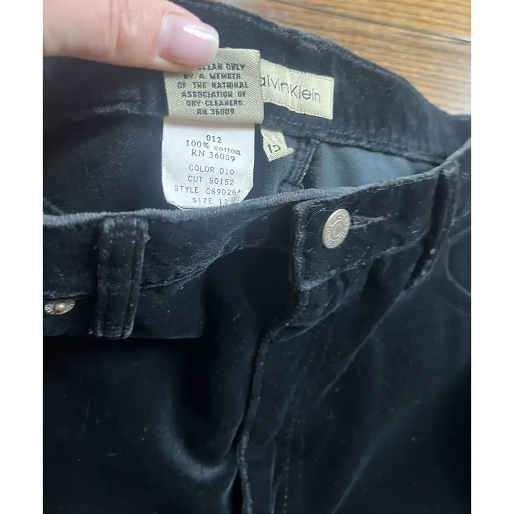 Calvin Klein Black Velour High Rise Pants Women’s Size 12